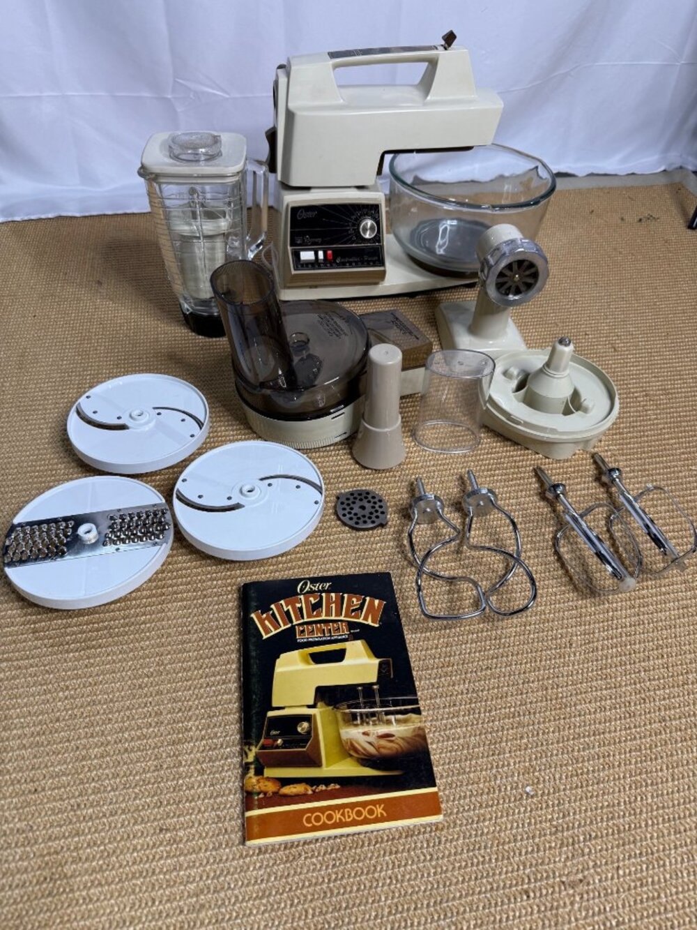 VIntage Oster Regency Kitchen Center Mixer Blender Food Processor Attachments &
